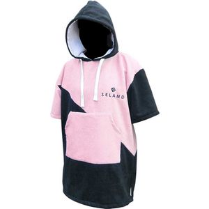 Seland - 2 Kids Changing Robe - Roze - Poncho - 85% Polyester / 15% Nylon