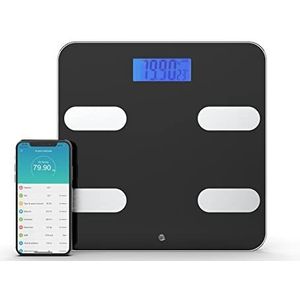 WottoCare - Digitale Personenweegschaal | Slimme Weegschaal met 18 Metingen | Nauwkeurige BMI Analyse | Bluetooth en Wifi Compatibel | Geschikt voor Maximaal 8 Gebruikers | Zwart