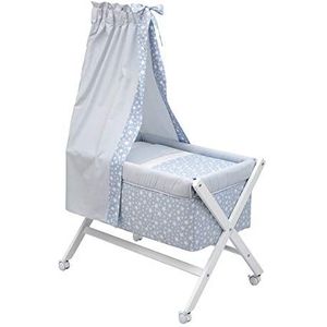 Cambrass 34986 babybed van hout X-vorm plus hemel (stang) collectie, Star, 55 x 87 x 74 cm, lichtblauw