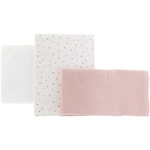 Cambrass - 3-delige beddengoedset, lakens en kussensloop, 100% katoen, magie roze, 100 x 165 x 1 cm