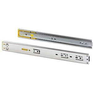 Emuca - 1 paar ladegeleiders 45 x 300 mm, kogelgeleiders compleet met push-systeem en softclose, verzinkt, 5 stuks