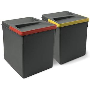 Emuca - Recycle Prullenbak - Goud - 2x15L - Antracietgrijs Plastic