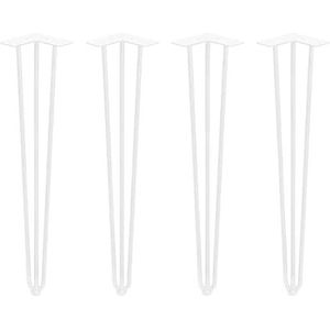 Emuca - Set met 4 vier tafelpoten Hairpin met 3 stangen, hoogte 710 mm, witgelakt, staal