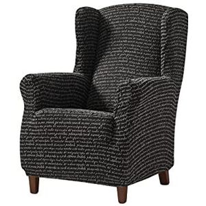 Estoralis Letras – elastische bekleding voor fauteuil, maat 1-zits (van 70 tot 110 cm), kleur: zwart