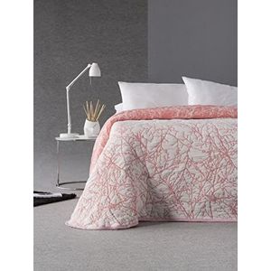 Estoralis - TOPACIO Sprei Jacquard katoen, kleur koraal, bed 180 cm - 270 x 270 cm