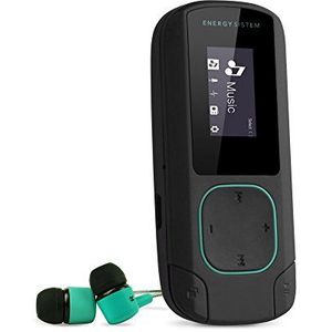 Energy Sistem MP3 Bluetooth-clip (MP3-speler met display, Bluetooth, 8 GB, bevestigingsclip, FM-radio en microSD-kaartlezer) - mintgroen