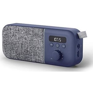 Energy Sistem Fabric Box Radio Navy draagbare luidspreker (FM Radio, 1200 mAh accu, 3 W, PLL tuner, audio-out) - marineblauw