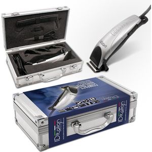 Tondeuse - IDItalian - In klein aktekoffertje van aluminium - 4 opzetkammen - 1 schaar - 1 kam - Olie - Reiniging borsteltje - Niet draadloos - 1.8 meter snoer - Professioneel
