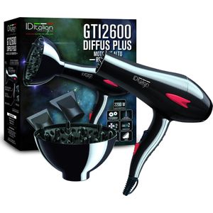 Professionele krachtige Föhn met Diffuser & 2 mondstukken, 3 Warmtestanden, 2 Snelheden, Zwart – 2200 W - ID Italian
