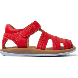 Camperunisex voor kinderen. 80372-071 Leren krabsandalen Bicho rood (24), Leer, Plat, Klittenband, Casual, kinderkleding