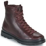 Camper - Brutus - Enkellaarsjes - Bordeaux - Leer - Ritssluiting - Plat