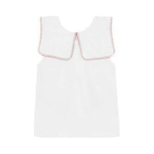 Gocco Geborduurd overhemd met grote kraag voor meisjes, Optisch wit, 10 Jaar