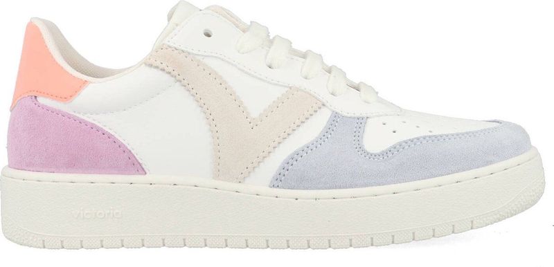Sneakers - Wit - Leer - Multicolore Suède Accenten