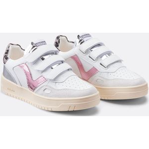 Victoria 1257134 Lage sneakers met lederlook & metalen onderdelen en achterkant met dierenprint en klittenbandsluiting voor dames, Roze, 41 EU