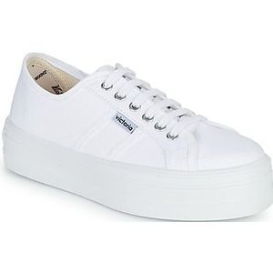 Sneakers met sleehak Barcelona Lona VICTORIA. Canvas materiaal. Maten 39. Wit kleur