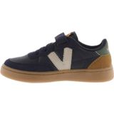 Oslo sport baskets voor kinderen met klittenband, leer effect en VICTORIA kleur. marineblauw