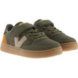 Victoria Oslo Unisex Leather Effect Low-Top Trainers & Color Pieces & Elastic Lace & Strap 1256106 for Kids KAKI 26