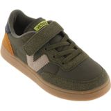 Victoria Oslo Unisex Leather Effect Low-Top Trainers & Color Pieces & Elastic Lace & Strap 1256106 for Kids KAKI 26