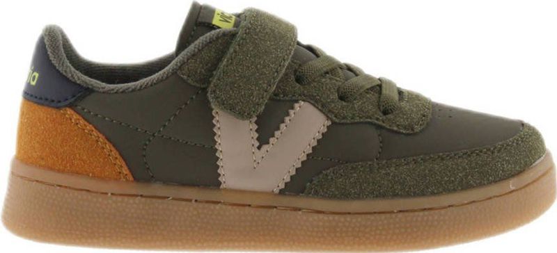 Victoria Oslo Unisex Leather Effect Low-Top Trainers & Color Pieces & Elastic Lace & Strap 1256106 for Kids KAKI 26