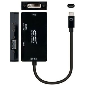Nanocable 10.16.4301-BK converter USB-C naar VGA/DVI/HDMI, 10 cm, zwart