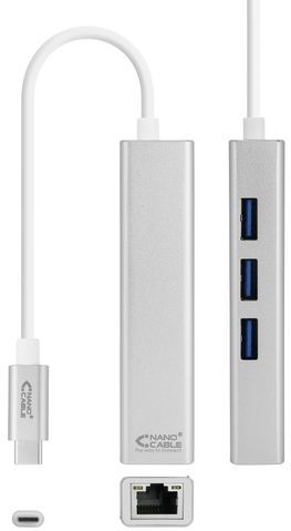 NANOCABLE - 10.03.0404 - USB 3.0 naar Gigabit Ethernet Converter - Zilver