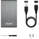 TOOQ TQE-2527G 2,5-inch Harde Schijfbehuizing (SATA I/II/III tot 9,5 mm hoog, USB 3.0), Aluminium, LED-display, grijs, 50 g