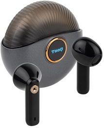 TOOQ TQBWH-0060G Snail draadloze hoofdtelefoon + bluetooth-microfoon met oplaadhoes, draadloze hoofdtelefoon voor iPhone/iOS/Android, grijs en zwart