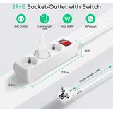 Aigostar 20FGL Stekkerdoos - Met Randaarde - Verlengsnoer - Verlengkabel - 3-voudig - 1.5 Meter