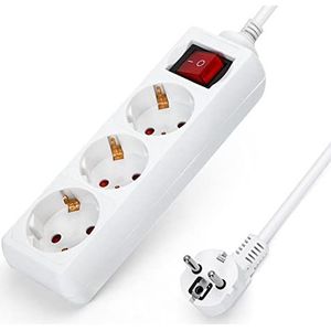 Aigostar 20FGL Stekkerdoos - Met Randaarde - Verlengsnoer - Verlengkabel - 3-voudig - 1.5 Meter