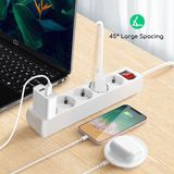 Aigostar 20FGU - 5 voudig Stekkerdoos - Met randaarde - Schakelaar - 1.5 meter Verlengsnoer - Verlengkabel - Wit