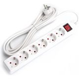 Aigostar - Stekkerdoos - Wit - 6-Voudig met Schakelaar - 3m Kabel
