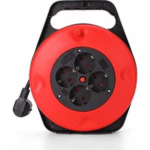Aigostar 20FNJ - Kabelhaspel 10 meter - 4 stopcontacten - Randaarde - Kabelhaspel Kabel - Rood