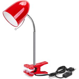 Aigostar LED klemlamp - bureaulamp met klem - E27 Fitting - Rood - Excl. lampje