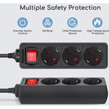 Aigostar - Stekkerdoos - Zwart - 3-Voudig - 1.5 m Kabel