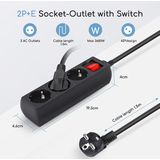 Aigostar - Stekkerdoos - Zwart - 3-Voudig - 1.5 m Kabel
