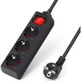 Aigostar - Stekkerdoos - Zwart - 3-Voudig - 1.5 m Kabel