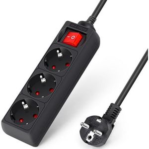 Aigostar - Stekkerdoos - Zwart - 3-Voudig - 1.5 m Kabel