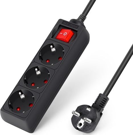 Aigostar - Stekkerdoos - Zwart - 3-Voudig - 1.5 m Kabel