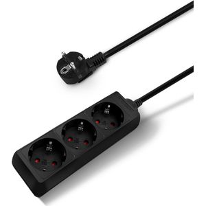 Aigostar - Stekkerdoos - Zwart - 2 Geaarde Stopcontacten - Kinderbeveiliging