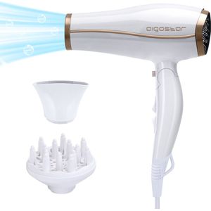 Aigostar Luna 32QUN - Föhn met Diffuser- Ionische Haardroger - Coolshot- Inklapbaar - 3 Standen - 2200W - Wit