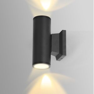 LED Wandlamp | rond | Up en Down light | 2x GU10 | Zwart | IP65 | DIMBAAR