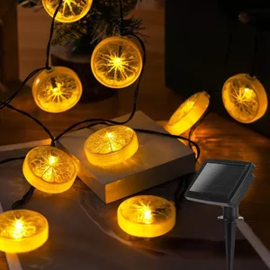 Geemoo Lichtsnoer op zonne-energie, 6,3 m, 10 lampen, waterdicht, op zonne- energie, flikkerende vlam, voor tuin, binnenplaats, hek, boom, feest, bistro, café, pub, Halloween