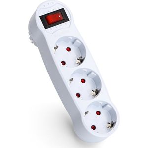 Aigostar Europese Stekkeradapter met 3 Stopcontact en Schakelaar,3-voudige stekkeradapter,Meervoudige Contactdoos,met Kinderbeveiliging,16A,250V,Wit