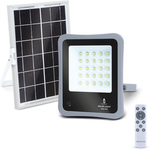 Aigostar 10XHQ - LED Solar Buitenlamp - Wandlamp - Buitenverlichting Zonne Energie - Afstandsbediening - IP65 - Tuinverlichting - 50W - 6500K