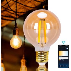 Aigostar 10YHY - Smart Filament Lamp - Lichtbron  E27 - Ø 8 cm - Slimme verlichting - Appbesturing - Timer - Dimbaar - 1x 6W