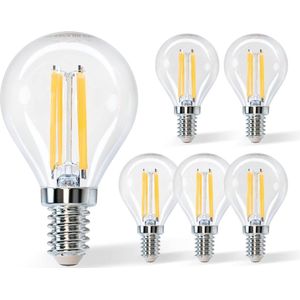 Aigostar 10ZBS - LED lichtbron - Filament Lamp - G45 - E14 - 470lm - 2700K - Warm Wit - 4 Watt - 6 Stuks