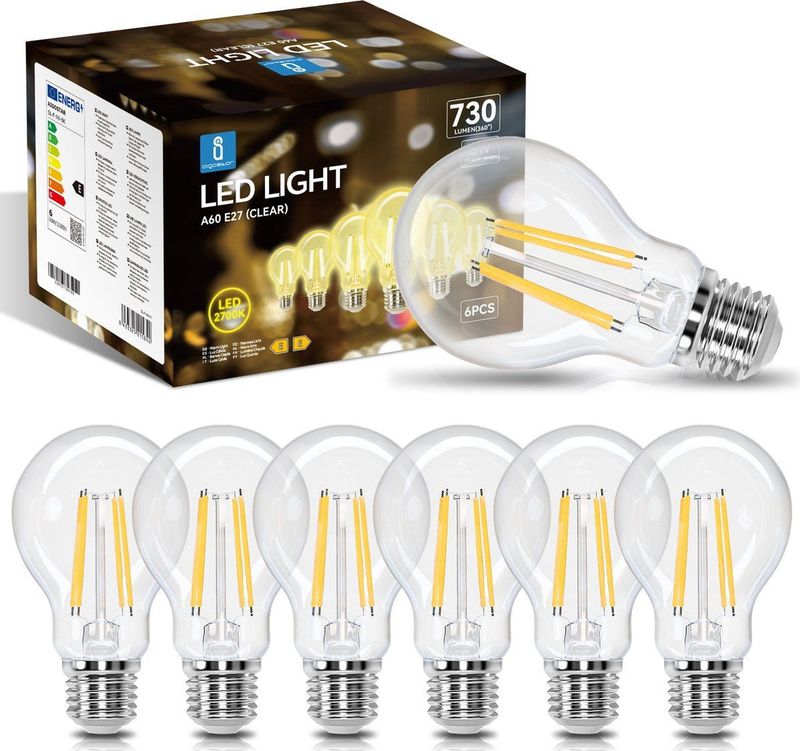 Aigostar - 10ZCM - Filament Lamp - E27 - 6W - Set van 6 stuks - 2700K - 730lm