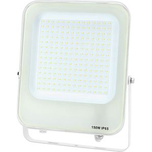 LED Bouwlamp - LED Schijnwerper - 150 Watt - Helder/Koud Wit 6500K - Waterdicht IP65 - Rechthoek - Mat Wit - Aluminium