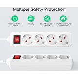 Aigostar 20BV0 - Stekkerdoos met schakelaar - 4-voudig - 3 meter - Randaarde - Verlengsnoer - Verlengkabel - Wit