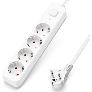 Aigostar 20BV1 - Stekkerdoos - 4-voudig - Met Schakelaar - Met Randaarde - 5m Verlengsnoer - Verlengkabel - Wit